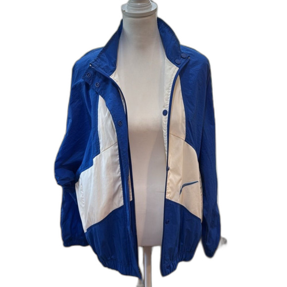 VTG 90s Y2K Nike Blue White Swoosh Logo Full Zip Windbreaker Jacket L Philippine - Picture 10 of 14